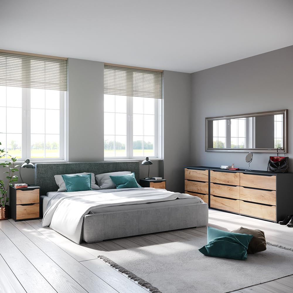 Vicco Credenza Ruben, Rovere dorato, 48 x 77.6 cm con cassetti, per riporre abiti e oggetti di uso quotidiano