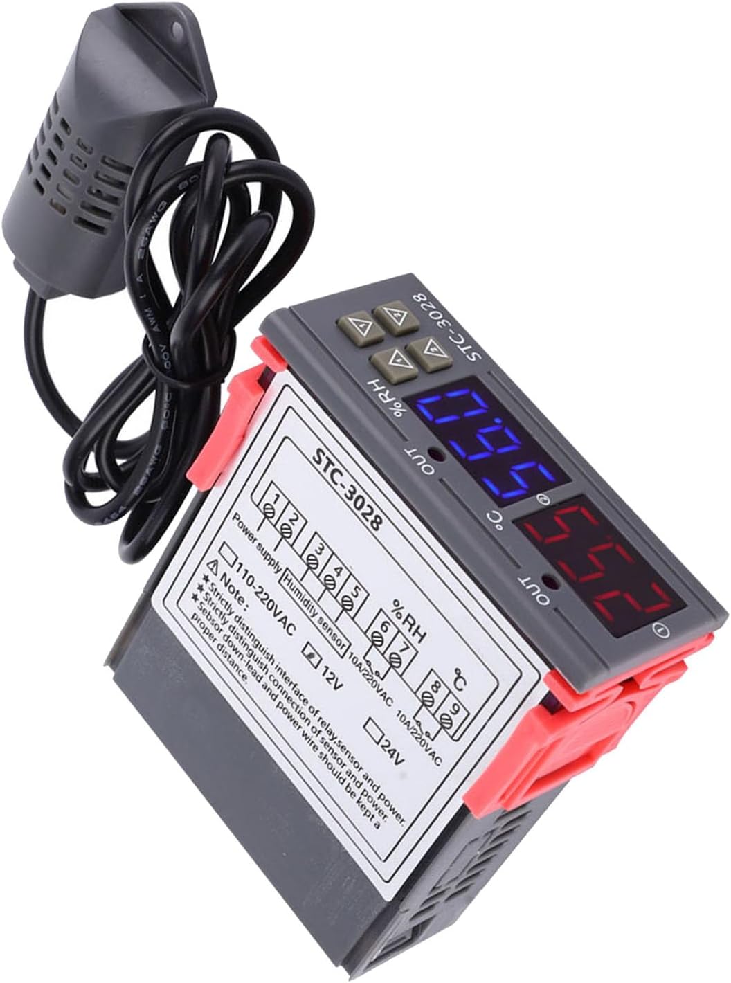 Sorandy Microcomputer Temperature and Humidity Controller for Cooling Water Systems, Dual Screen Display for Accurate Measurement, 3W Power Consumption (12V)