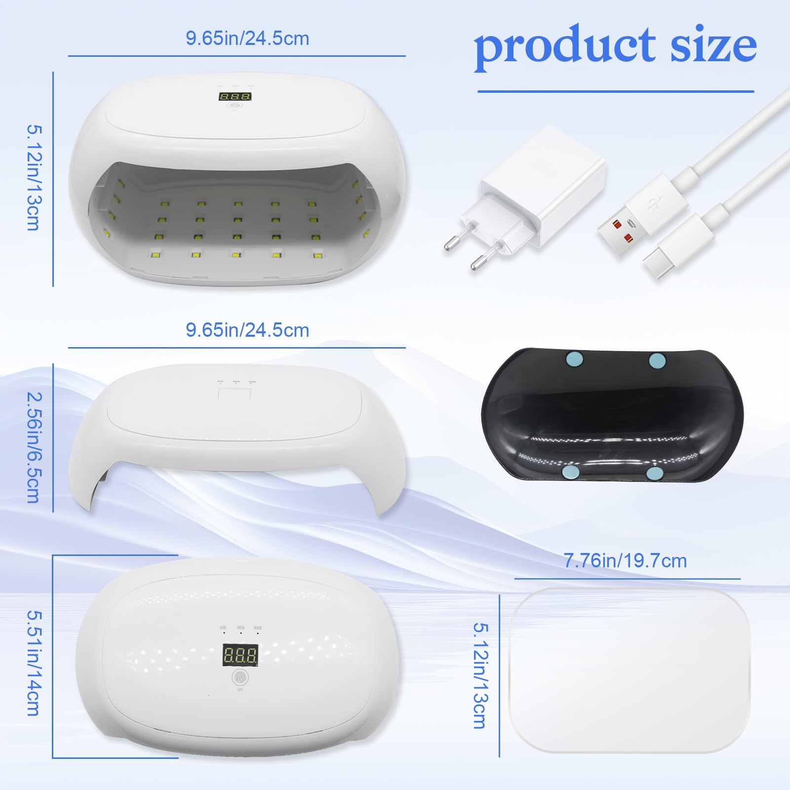 Luce UV per Resina,Utilizzabile Separatamente,Lampada per Resina UV a Polimerizzazione Rapida da 60W con Display a LED Per la Polimerizzazione della Resinas,la Creazione di Gioielli,Bianco