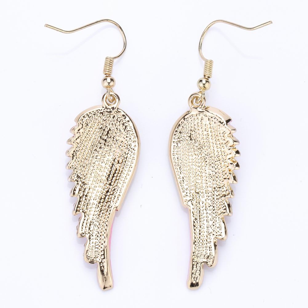 Szxc Women's Crystal Guardian Angel Wings Hypoallergenic Dangle Earrings Biker Jewelry - 2 1/4 inch - Image 3