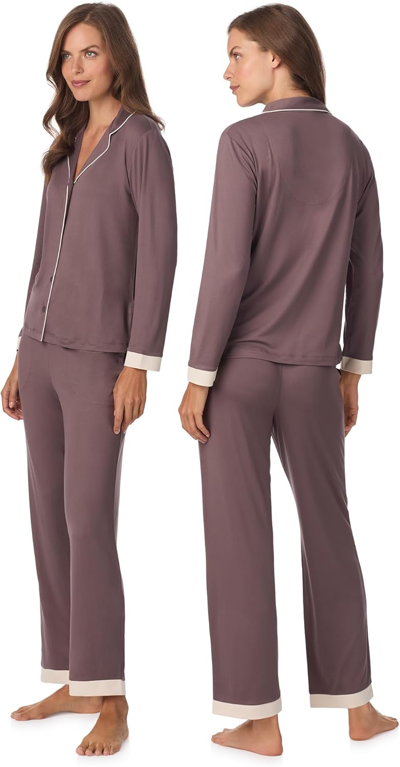 Anne Klein Womens Long Sleeve Button Down Pajama Top & Relaxed Pant Set - Soft Sweater Knit - Cozy Sleepwear & Loungewear PJs - Image 2