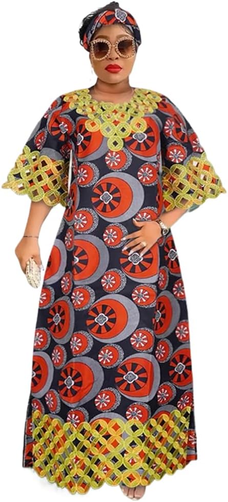 LIXINGHEITANG Size African Clothes for Women Design Wedding Party Dresses with Headscarf