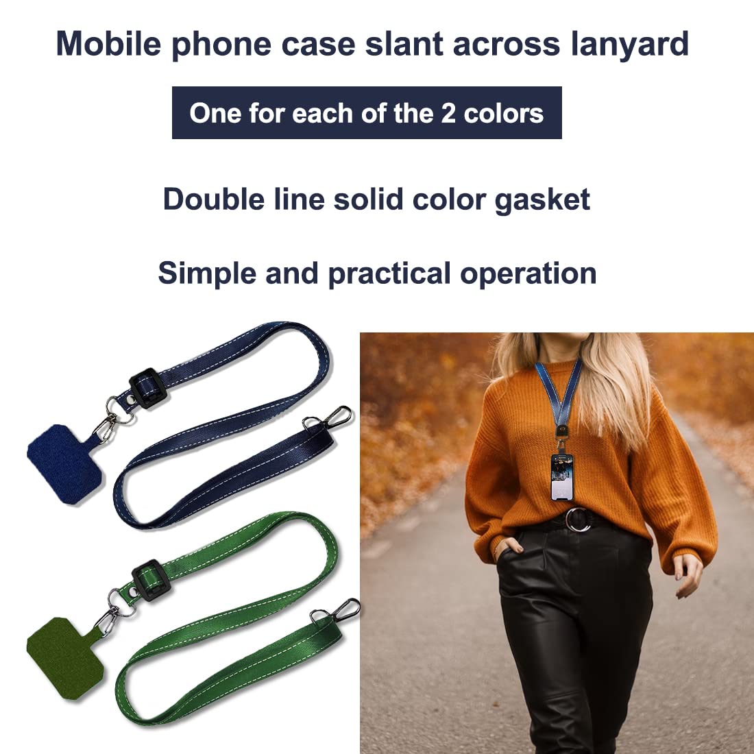 Cordon Téléphone Portable Pour Cou/ceinture - 2 Pièces, Longueur Réglable, Pour Smartphones Avec Coque - 2