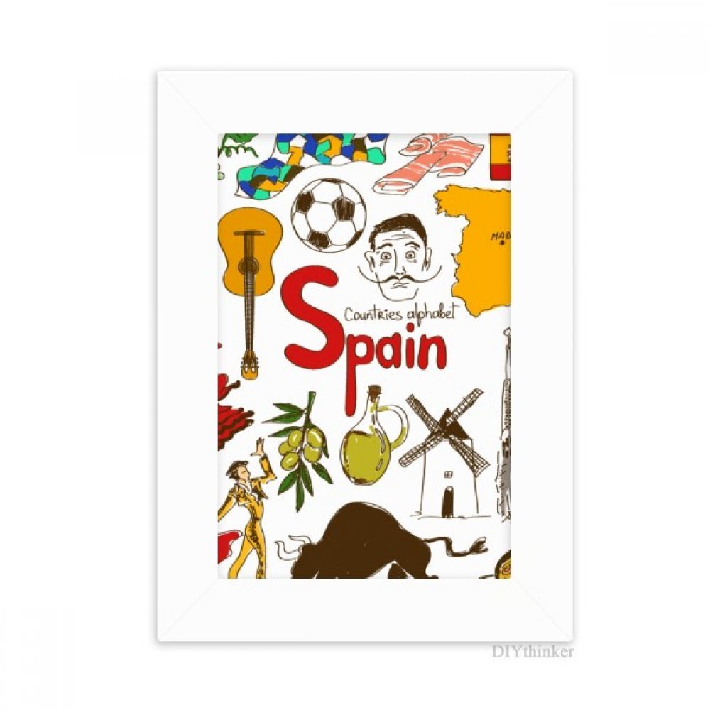Cadre photo Espagne bureau peinture blanc 5X7 pouces, cadeau souvenir de voyage idéal