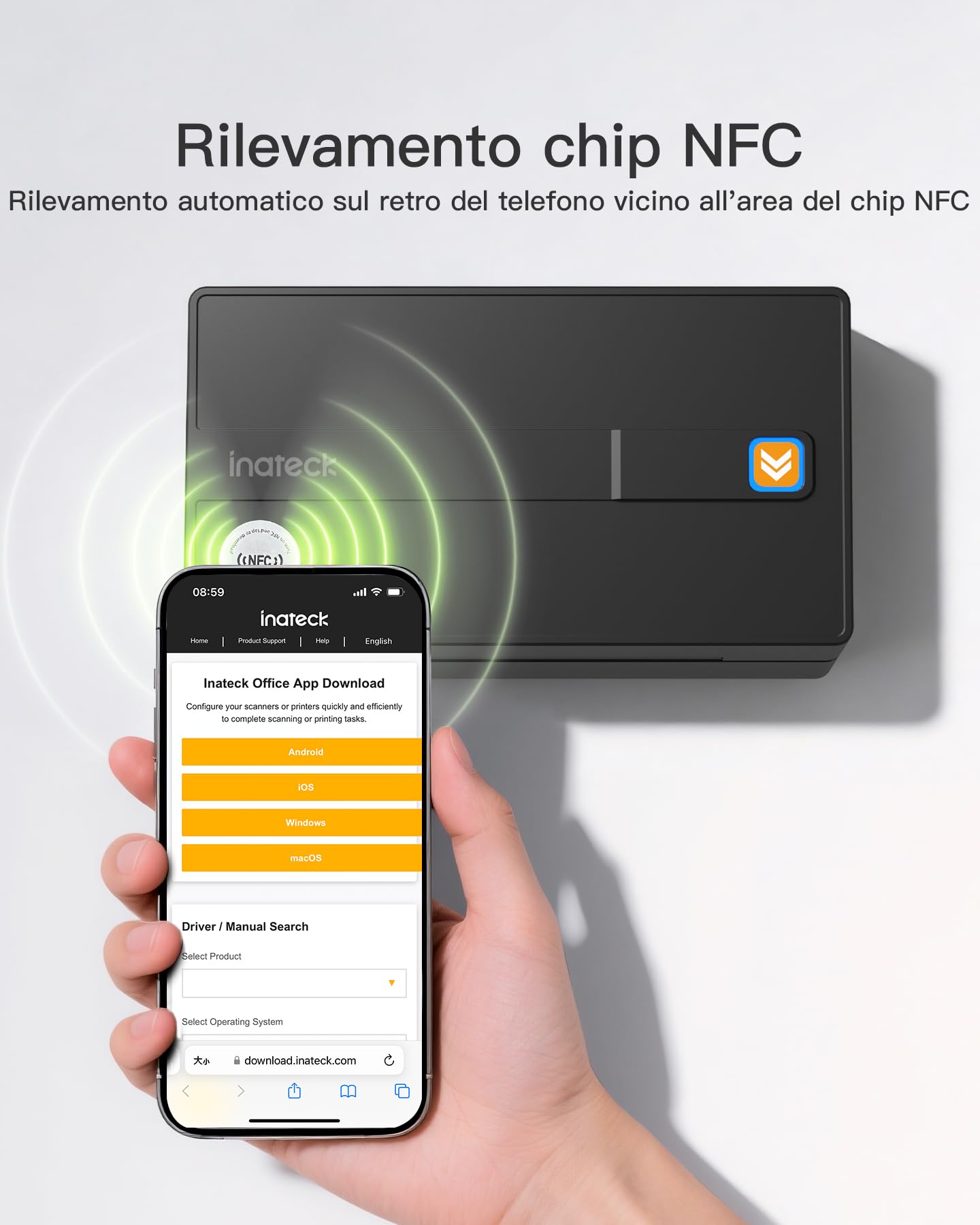 Inateck Stampante per Etichette Termiche Mobile Senza Fili 4 x 6 - per Colli di Spedizione - Compatibile con iPhone, Android, iPad, Windows, MacOS, Chrome, USPS - Nero