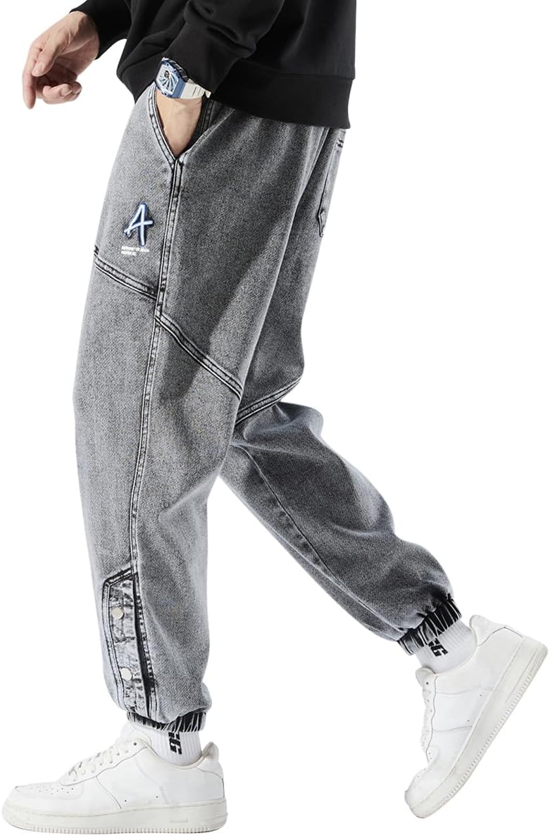Men's Jogger Jeans Denim Joggers Streetwear Casual Jean Sweatpants Drawstring Elastic Waist Cargo Pants - Image 3