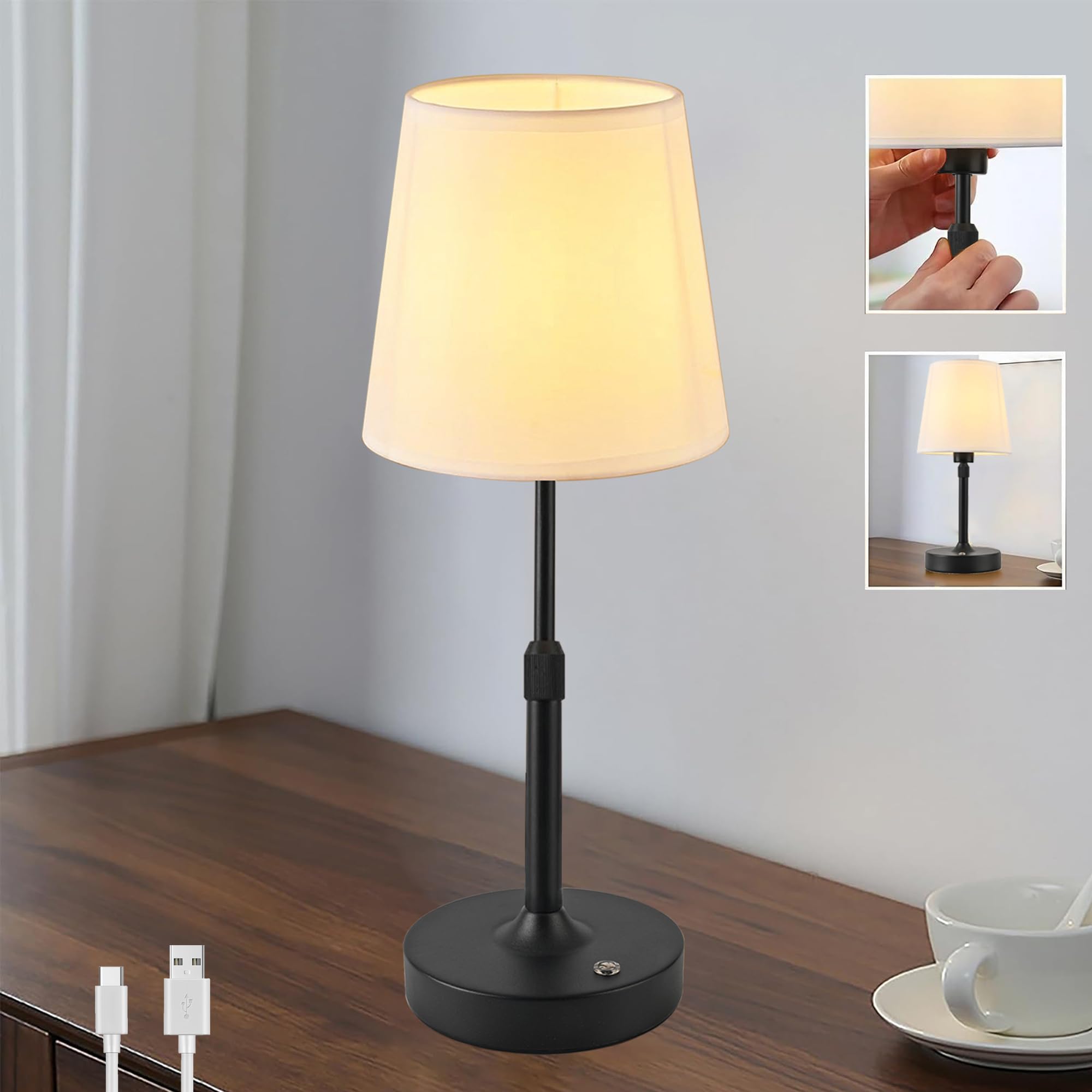 Ziisee - Lámparas De Mesa Para Sala De Estar, 2 Lámparas De Mesa De Noche Táctiles Regulables De