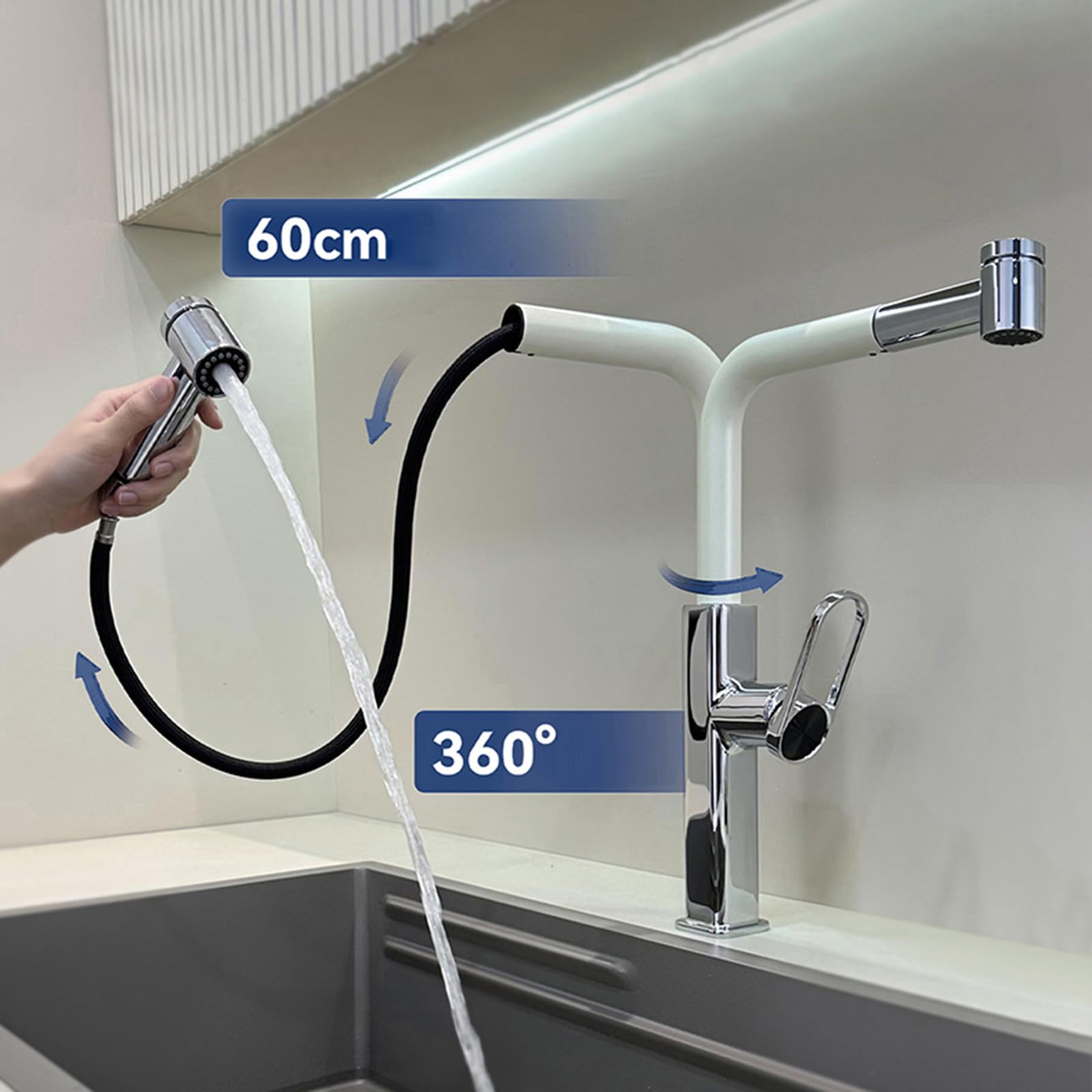 XJTNLB Rubinetto Lavello Cucina Doccetta Estraibile Rubinetti da Cucina Rosso Miscelatore Monocomando per Acqua Fredda e Calda