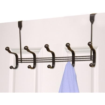 IDesign York Lyra Over The Door Organizer - Bronze Quad Hook For Coats, Hats & Towels