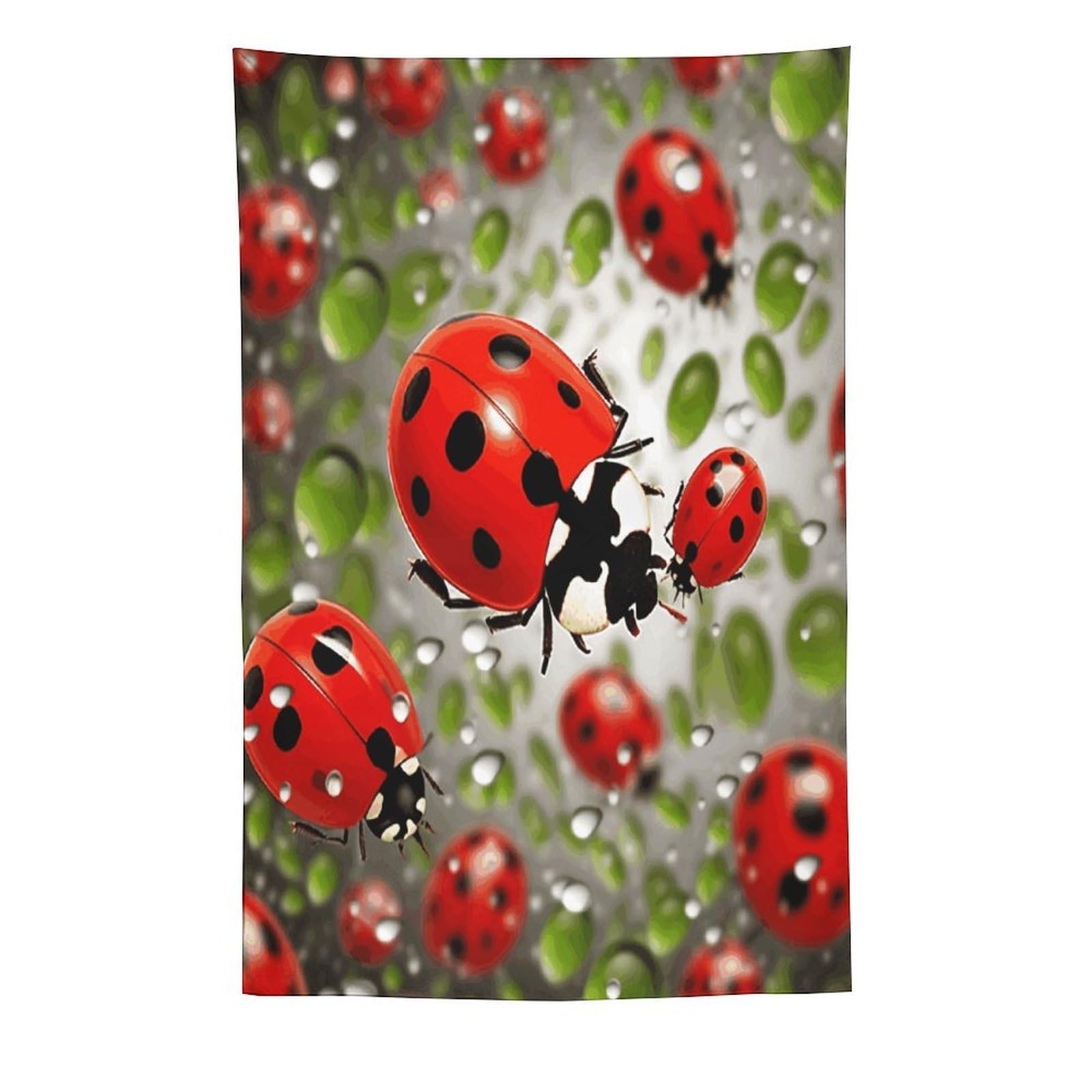 MUSM Ladybug Tapestry with Installation Kit Personalized Wall Tapestry Aesthetic Tapestries Backdrop Banner Wall Art Hanging Decor for Home Picnic Beach Blanket 60"x90"