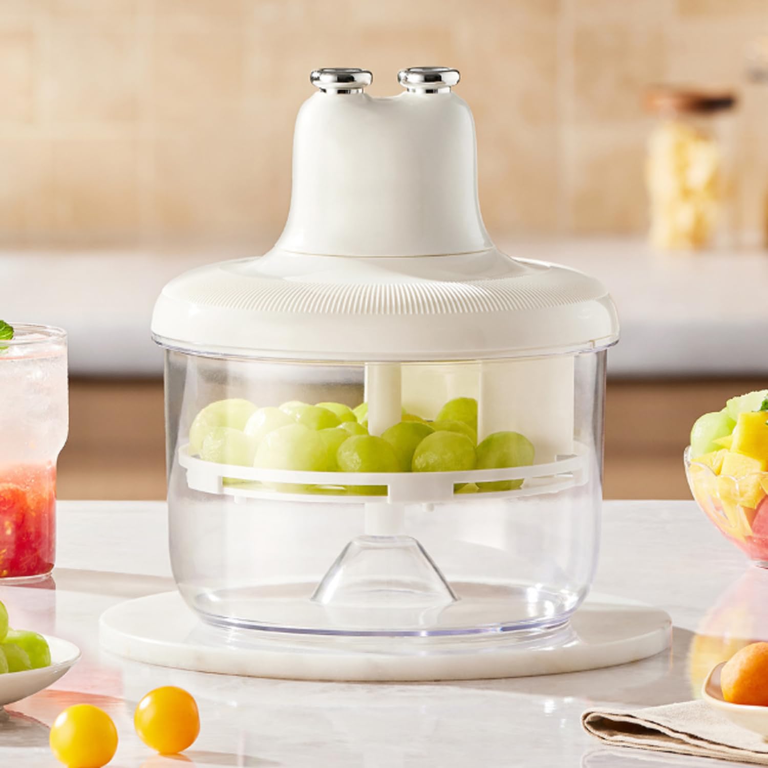 HiJiuAn 50W Electric Fruit Peeler, Automatic Grape Peeler Machine, 10-Second Fast Peeling, Continuous/Pulse Dual Modes, USB Rechargeable, for Grapes, Plums & Cherry Tomatoes