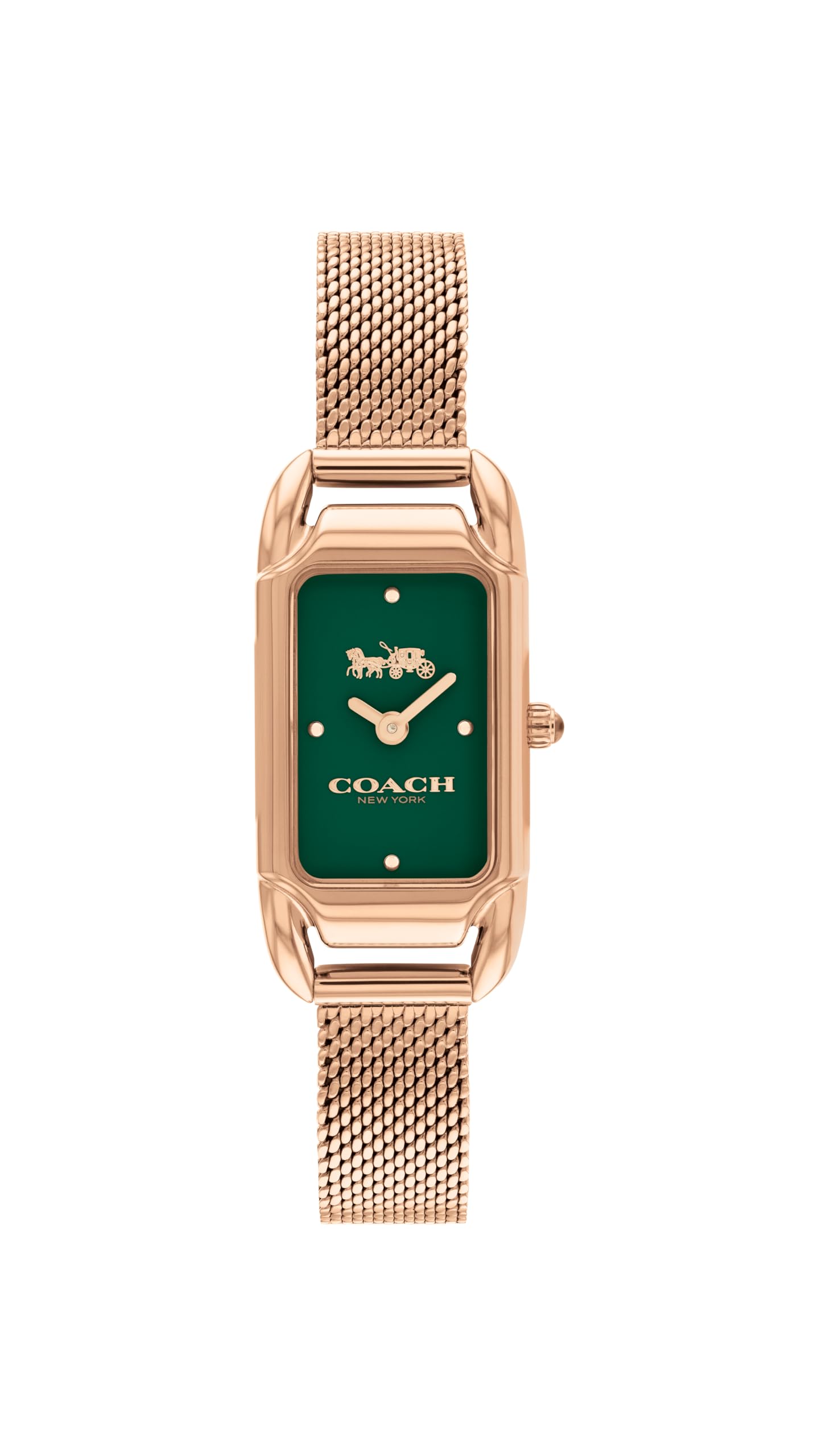 Coach Cadie Qtz Basic Green Rectangle Dial Women's Watch|Ionic Plated Rose Gold Steel Material|Rose Gold Color Band - 14504034-picture-10