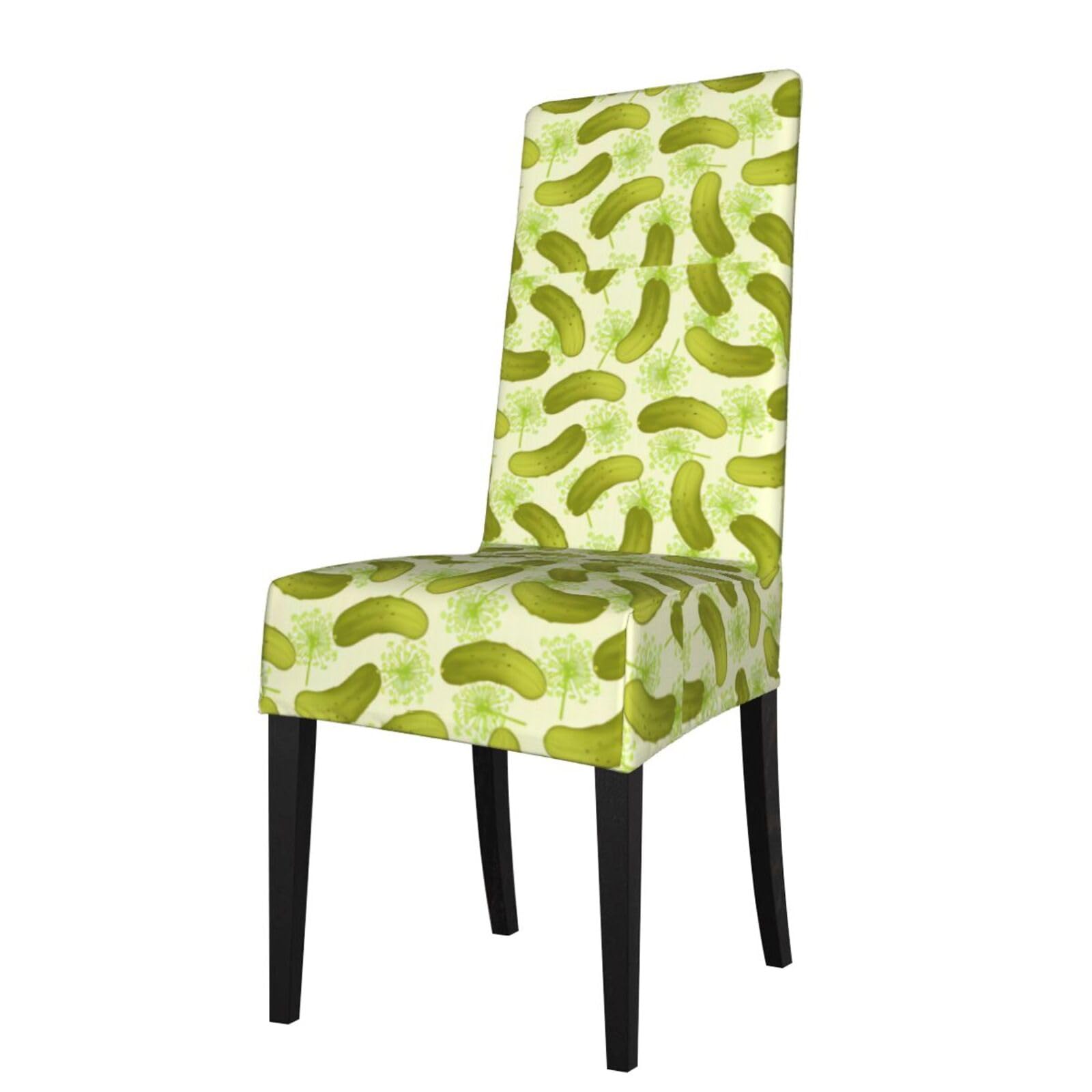 Yyhwhjde Black Sushi Dill Pickles Prints Dining Chair Throw Covers - Stretchable Spandex Slipcovers For Chair Protection & Refreshing Your Dining Room