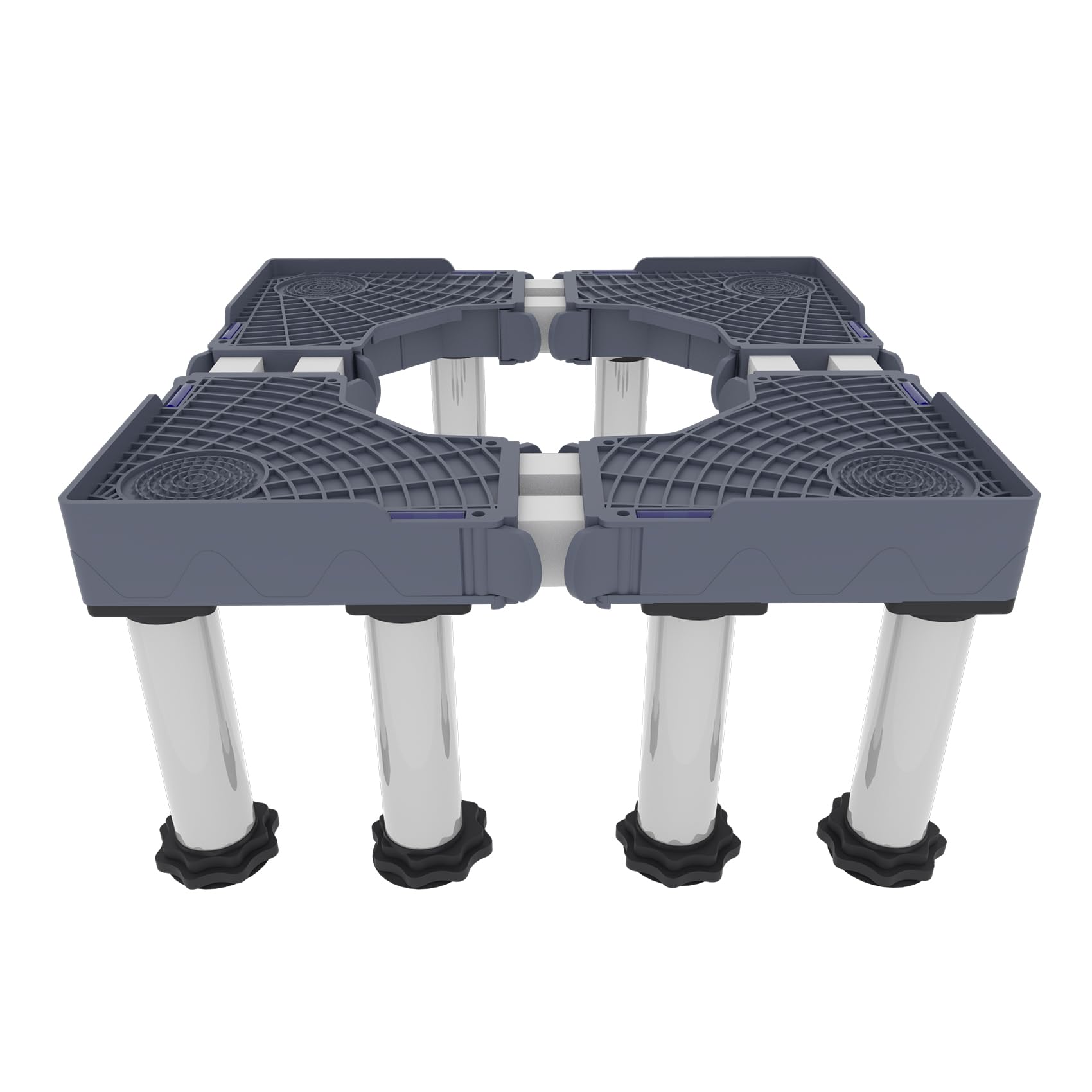 Base Ajustable para Lavadora, Soporte Lavadora Antivibracion Largo/Ancho 42cm-66cm Altura 28cm-31cm Carga de 400kg Soporte para Congelador para Lavadora Nevera Secadora 8 Pies Fijos Gray