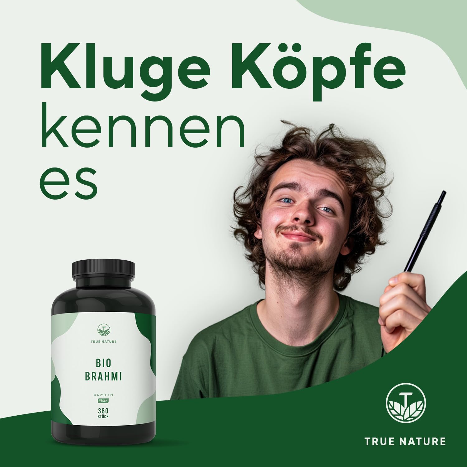 Bacopa Monnieri Brahmi - Hochdosiert: 1.500mg mit 2,5% Bacoside - Big Pack: 360 Kapseln - Brahmi Kapseln Bio, Kleines Fettblatt - Ayurveda, vegan - Ohne Zusätze - TRUE NATURE