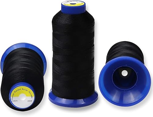 Miniatura 2 de Hilo de nailon para coser cuero, tapicería, jeans y pelucas #69 T70 tamaño 210D3 1400 yardas (negro + blanco)