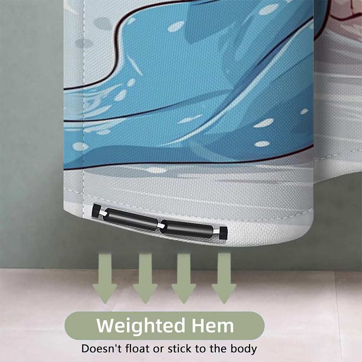 Weiß Duschvorhang 240x200, Duschrollo mit 12 Duschvorhang Haken, Katze Shower Curtains Beschwerter Saum, Waschbar Polyester Stoff Wasserdicht Extra Lang für Badewanne Badezimmer Deko, Geschenke -3443