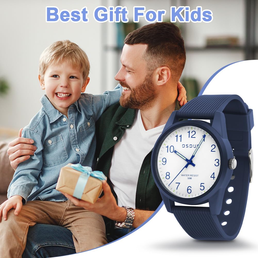 OSDUE Reloj para NiñOs, 5ATM/50M Impermeable Fácil de Leer Relojes de Pulsera con Correa Suave, Reloj de Pulsera Analógico para Niños Niñas Regalo de CumpleañOs para 4-18 Años