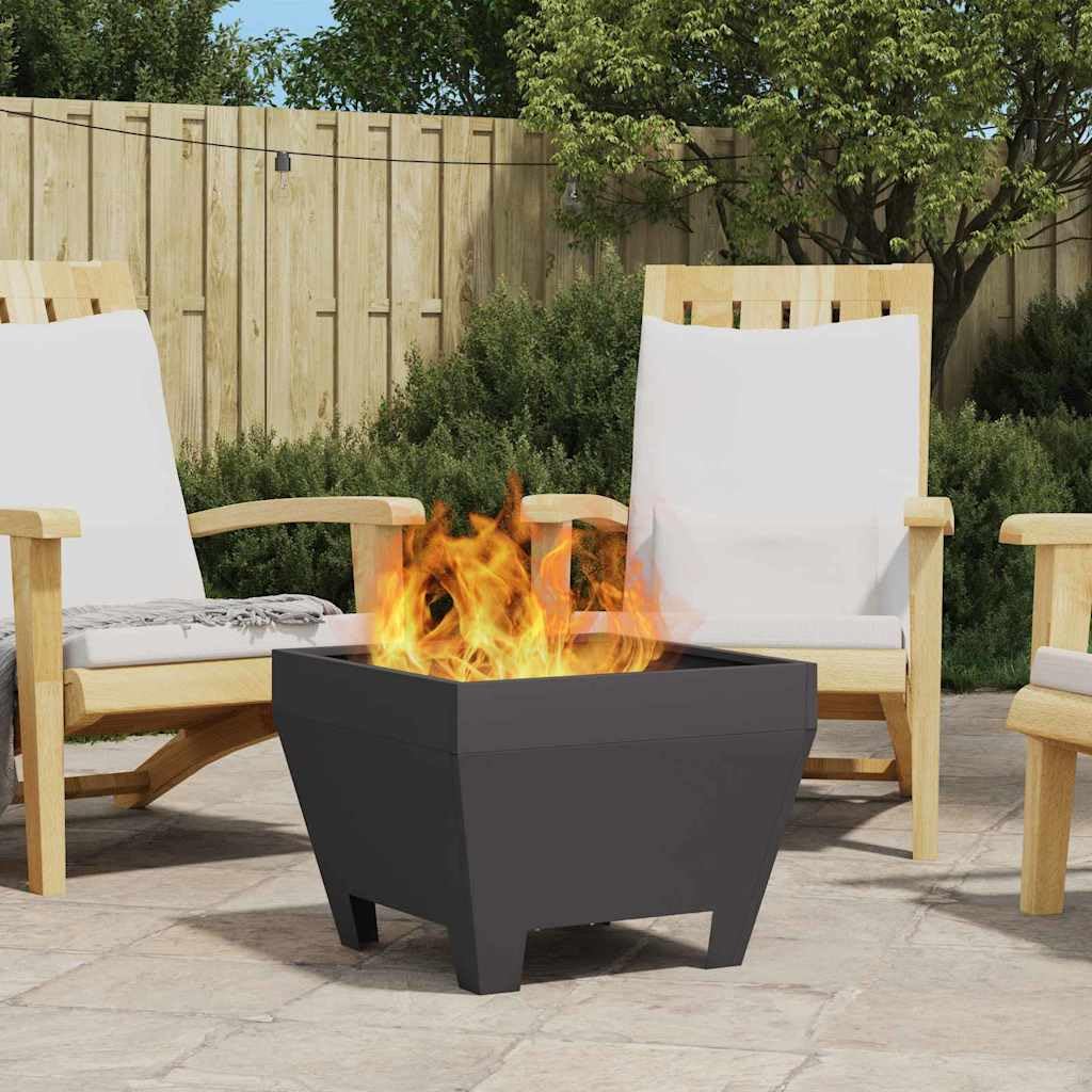 Brasero negro 50 x 50 x 38 cm de acero para jardín, terraza, exterior con protección contra la corrosión, resistente al calor, para reuniones al aire libre, portátil, resistente al calor a