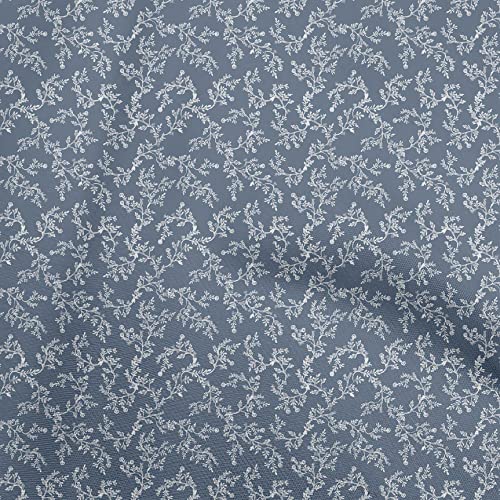 oneOone Cotton Poplin Blue Fabric Floral Dress Material Fabric Print Fabric By The Yard 42 Inch Wide-58