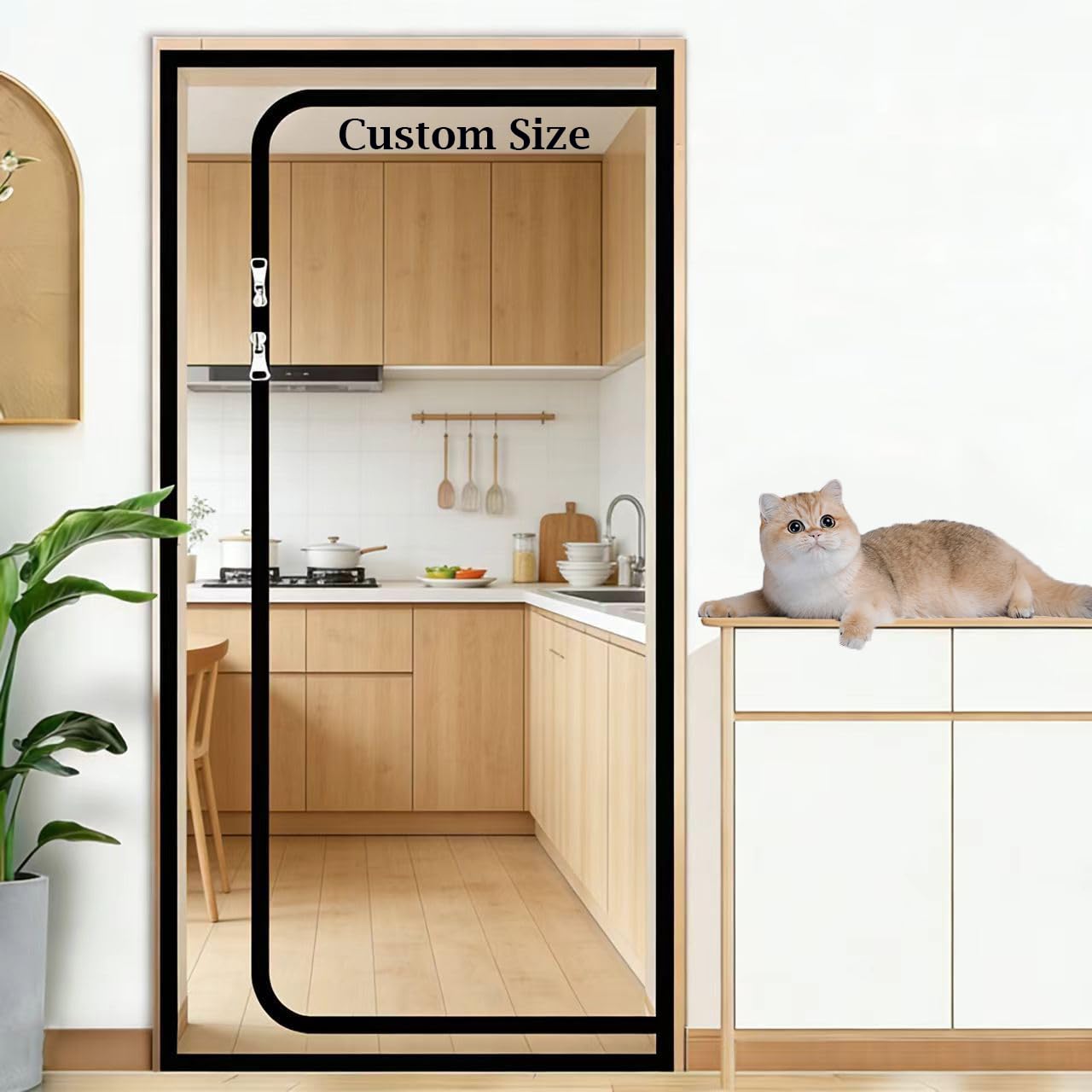 Fly Screen Door, Cat Screen Door, Screen Mesh Insect Protection Door No Gap, Keep Bugs Out Lets Fresh Air in, Kid and Pet Friendly Door Screen