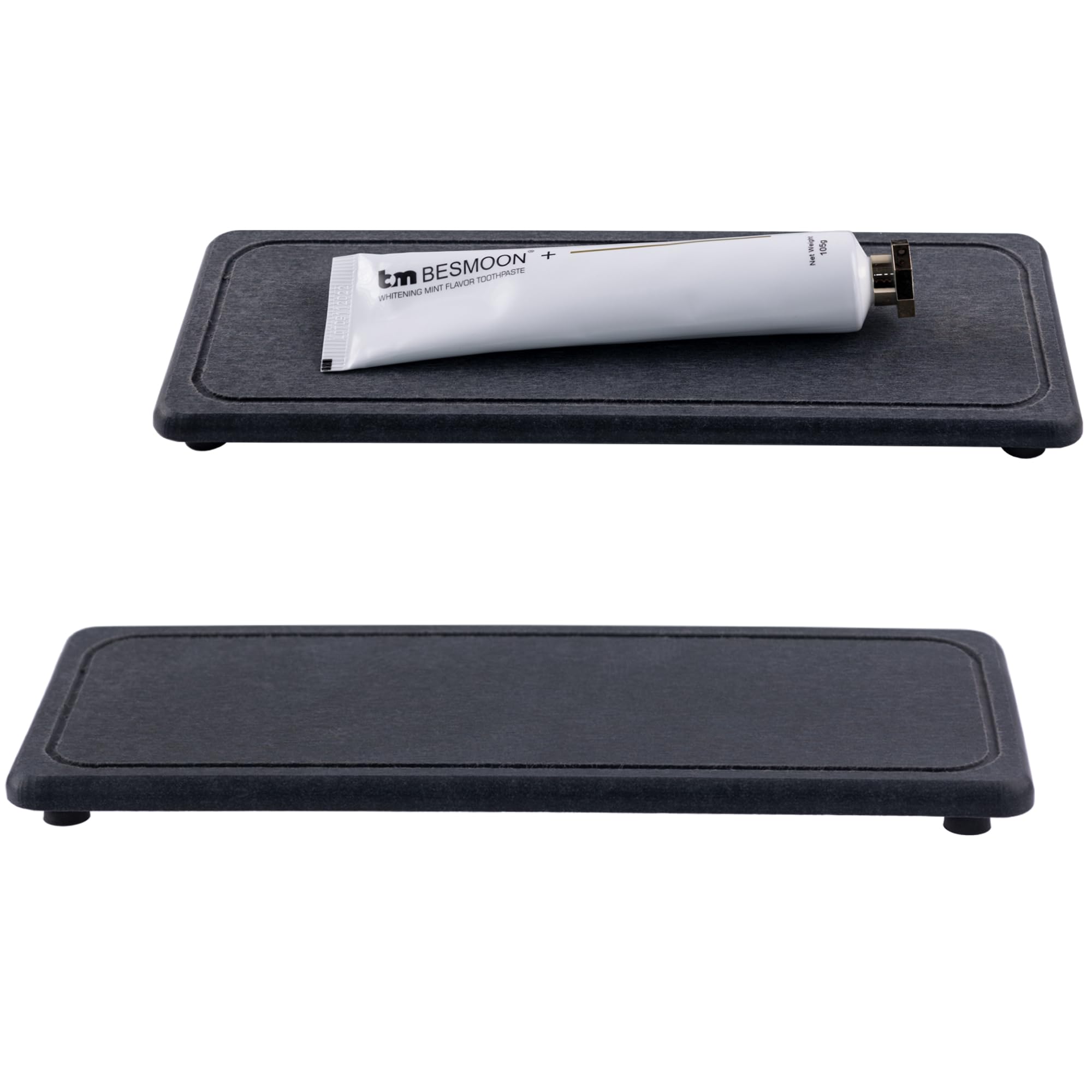 Plateau en pierre absorbante NiuYichee x2, porte-savon en diatomite gris foncé 10x26 cm
