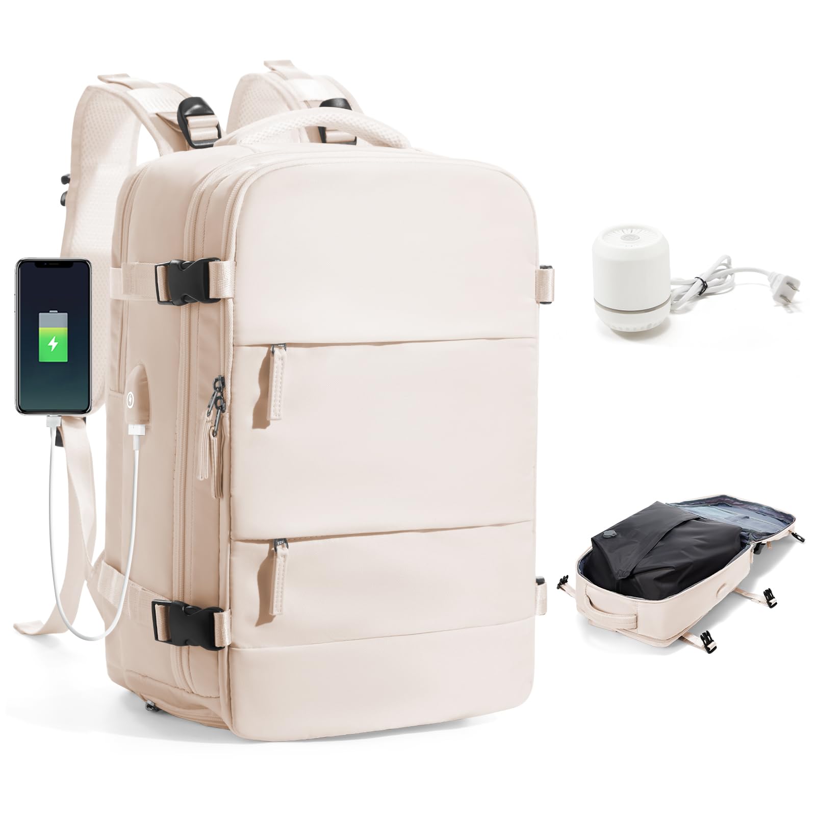 BJLFS Borse da Cabina per Ryanair 40x30x20 Zaino Wizzair Sottovuoto da viaggio 40x20x25 Bagaglio a Mano con compressione sottovuoto,Zaino Easyjet 45x36x20,Zaini Casual per laptop da 14 pollici