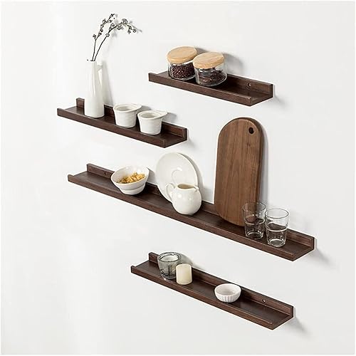 Miniatura 4 de Estante flotante de madera de pacana, estantes flotantes rústicos, organizador de especias de cocina, estantería de pared de exhibición de entrada,
