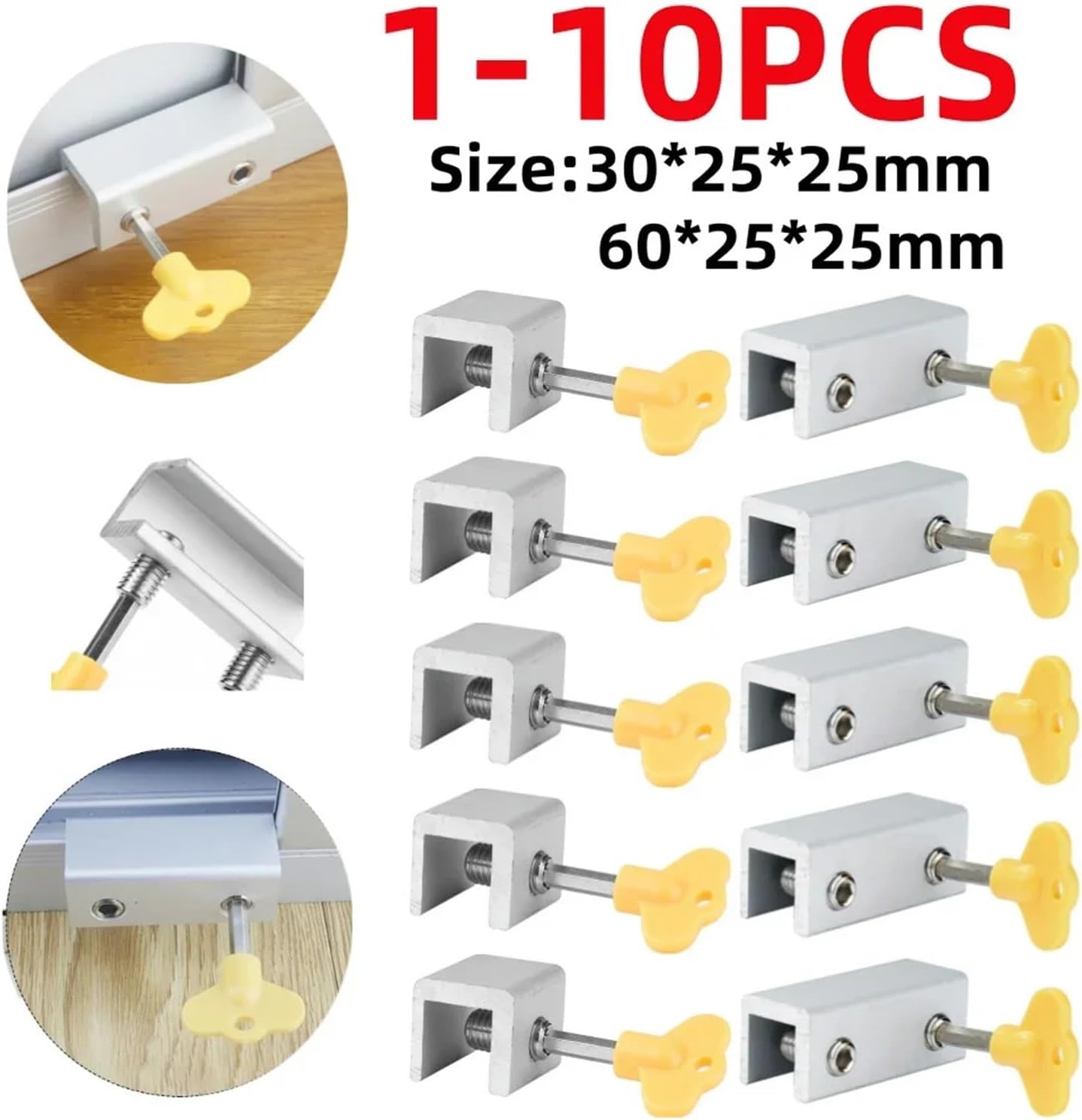 Window Limiter 1-10Pcs Window Security Lock Limit Sliding Door Windows Restrictor Anti-Theft Household Improvement(2PCS A)