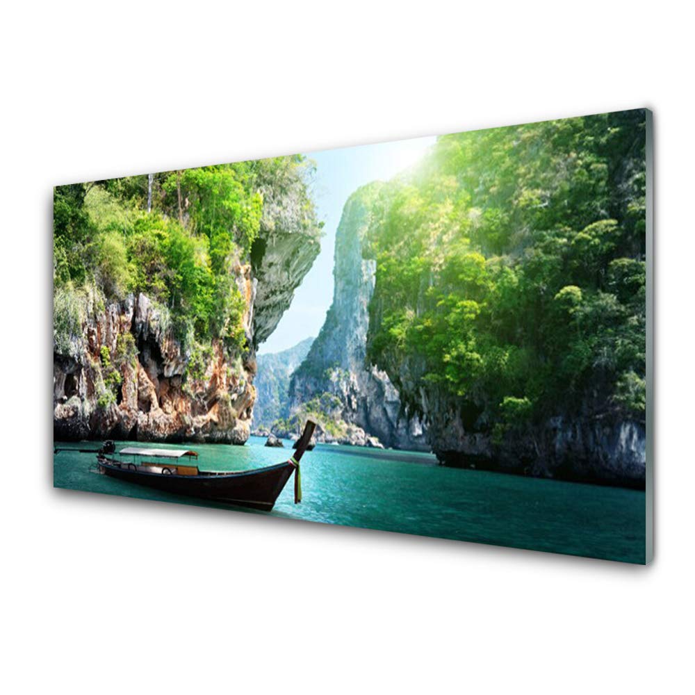 Impression sur verre acrylique 125x50cm Tulup tableau decoration murale nature mountain water
