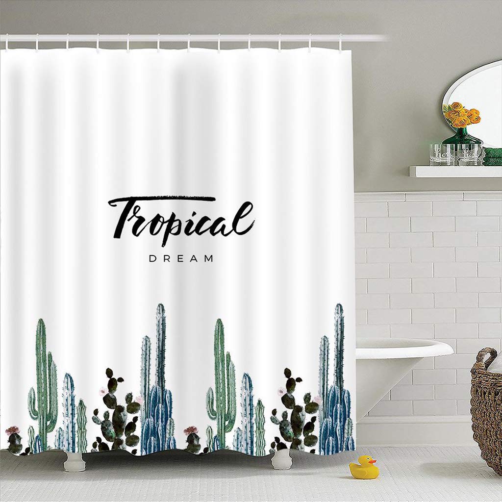 Rideau de Douche, Rideaux de Tissu en Tissu imperméable résistant à la moisissure en Polyester Rideau de Baignoire résistant à la moisissure avec Crochets pour la Salle de Bain