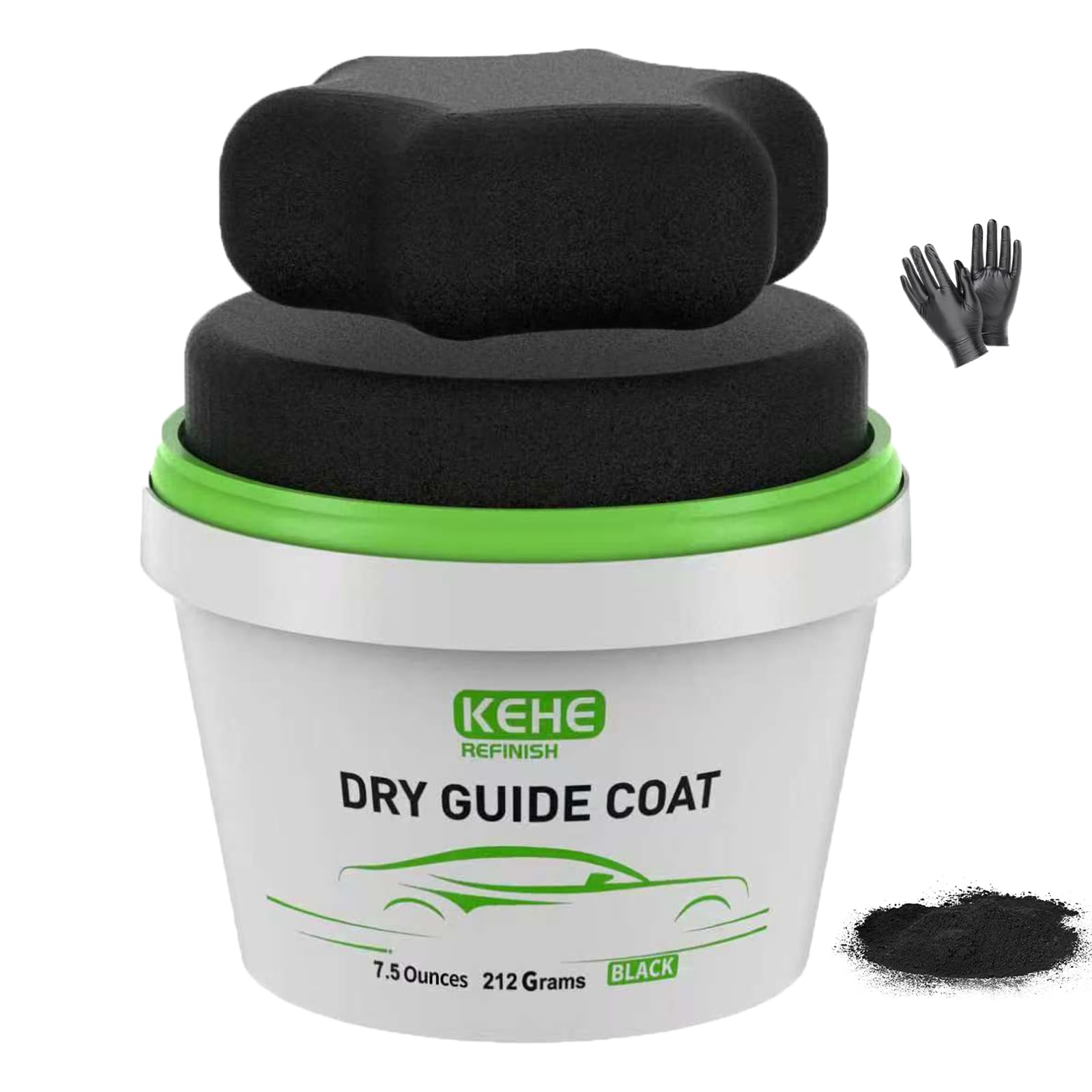 7.5 oz(212g) Black Dry Guide Coat Auto Body,Ultra-Fine Sanding Powder Coat Kit-Efficiently Detects Sanding Scratches, Pinholes in Body Fillers,Repairs Surface Imperfections and Dents