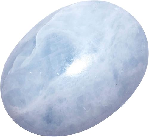 SUNYIK Piedra de palma de cristal celestita azul con bolsillo para preocupaciones, esfera pulida con forma irregular de 1.5 a 2.5 pulgadas