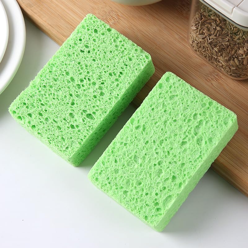 Image of 12 - Pack Non-Scratch Scrub Sponges - Sponges for Dishes and Washing Dishes, Cleaning Sponges for Kitchen Home Bathroom Cars, Funny Cut-Outs DIY for Kids (Green)