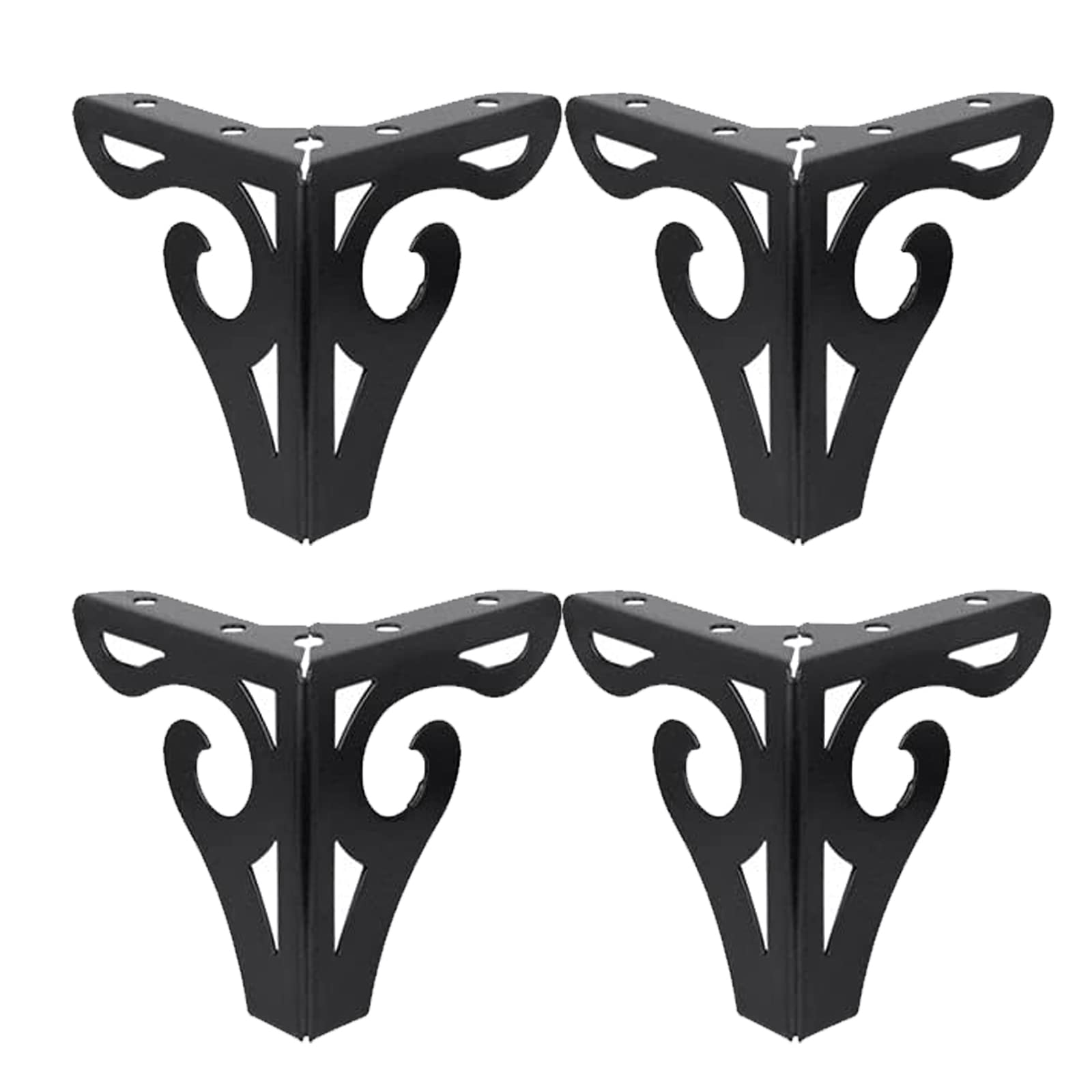 SRHIMEOS Pieds De Meubles en Métal, Lot de 4 Pieds De Table à Fer avec Vis,Remplacement Pieds De Lit Métallique pour Canapé Chaise Cabinet Fauteuil Armoire Meuble TV (Black Height 12cm/4.72in)