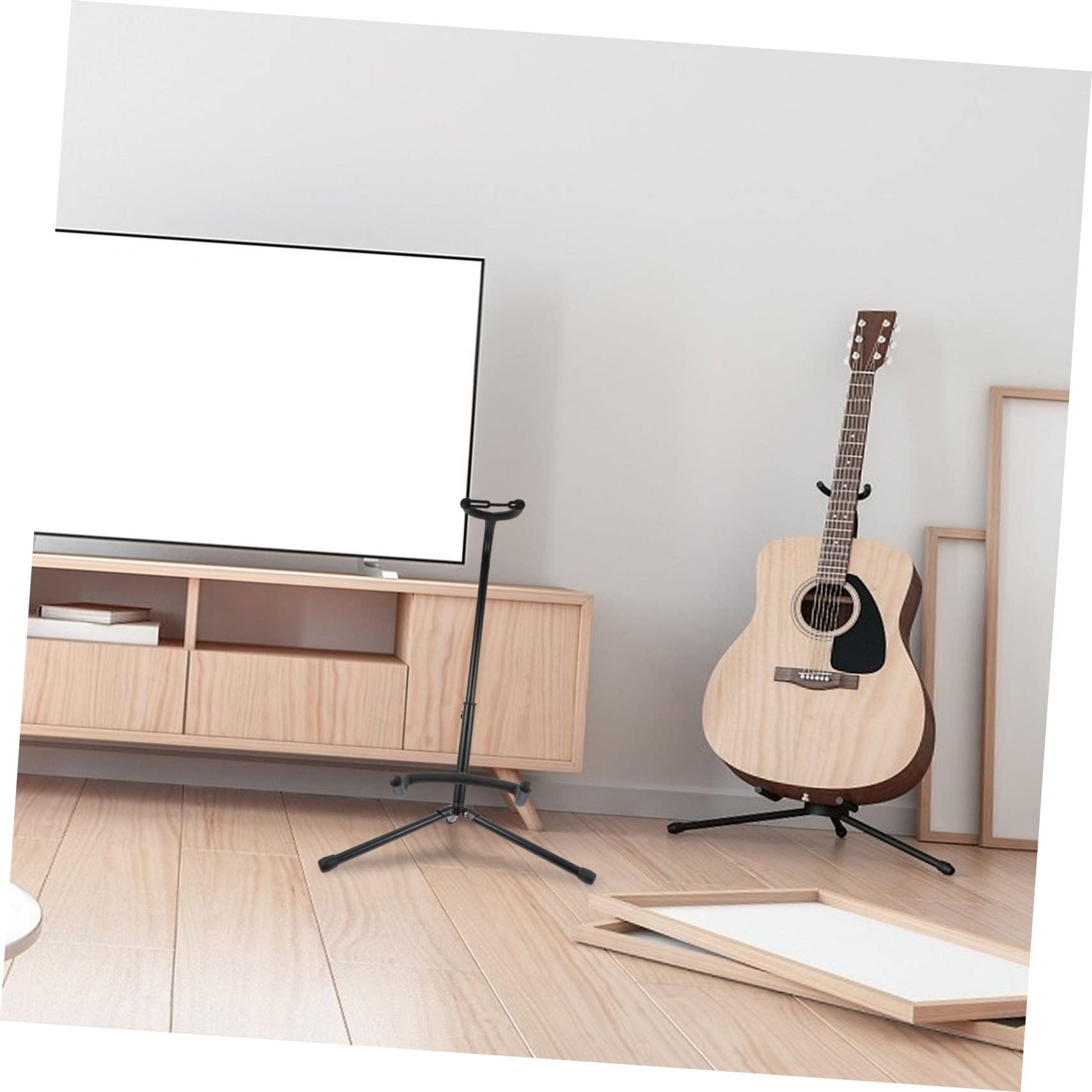 ifundom Supporto per Chitarra Elettrica Pieghevole in Ferro Nero Protezione Anti Ribaltamento, Leggero per Esposizione in Negozi di Chitarre