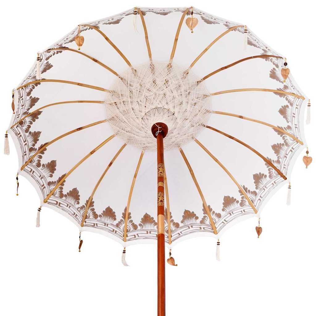 vidaXL Baliński Parasol z Bazą Kremowy 185 x 185 x 260 cm, Ogród i taras, balijski parasol, letnie cienie, dekoracyjna zasłona, tropikalna ochrona, na balkon