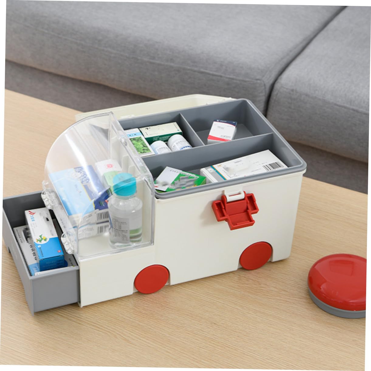Contenedor Médico de Gran Capacidad Material Pp y As, Organizador Multiusos Fácil de Transportar Adecuado para Primeros Auxilios en Viajes y Hogar