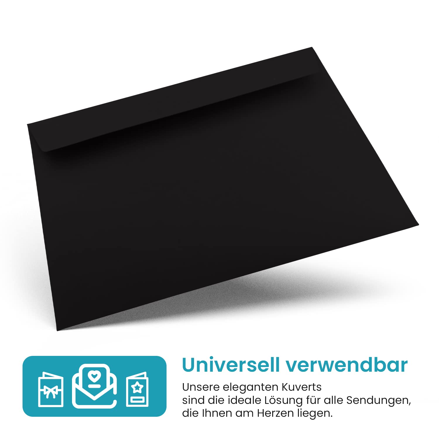 Netuno 500x busta lettere nera formato C6 11,4 x 16,2 cm 120g Design busta colorata elegante per biglietti auguri matrimonio compleanno Natale Pasqua buste per lettere nere black envelope