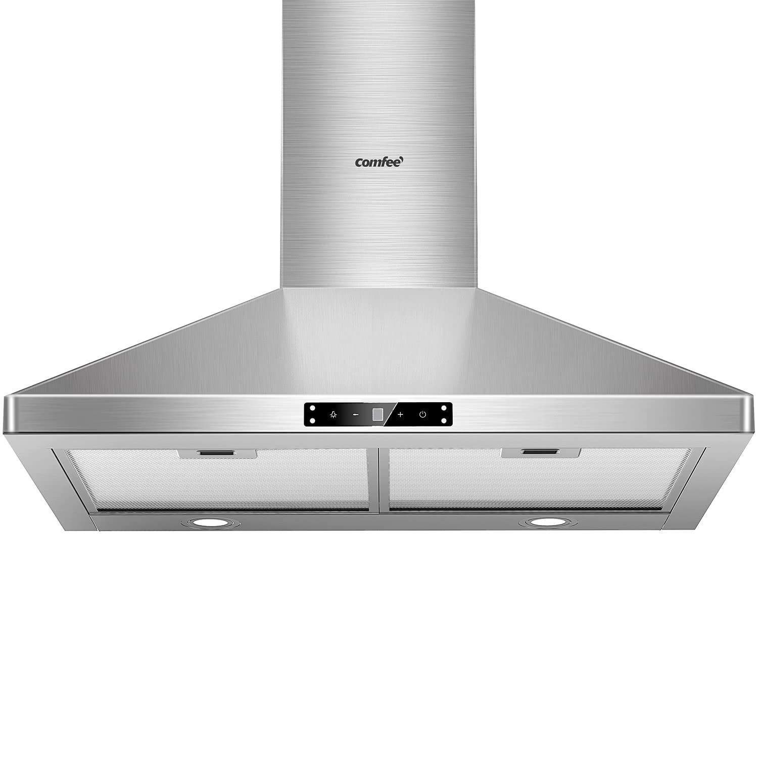 Comfee CVP30W7AST 30 Inch 450 CFM 3 Speed Gesture Sensing &Touch Control Panel Stainless Steel Wall Mount Ductless/Ducted Convertible Vent Baffle Filters and 2 LED Lights Range Hood