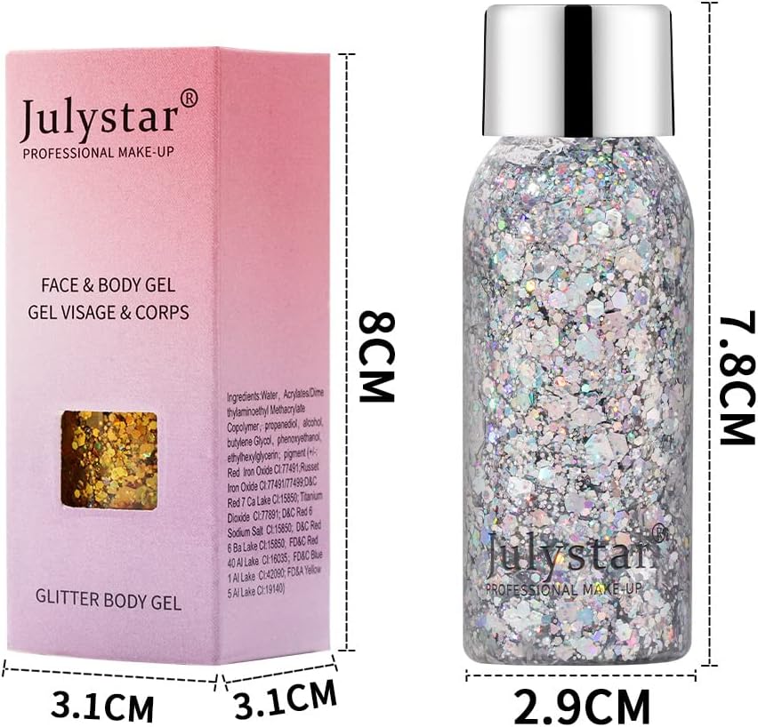 Miniatura 7 de Gel negro con purpurina para rostro y cuerpo, lentejuelas de sirena, labios, ojos, uñas, cabello y accesorios para festivales