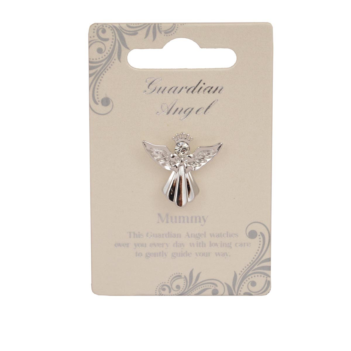 Guardian Silver Finish Angel Badge Broach for Mummy | May Lapel Pin with Emerald Gemstone for Men & Women Suit Tuxedo | Gift with Inspirational Message for valentine