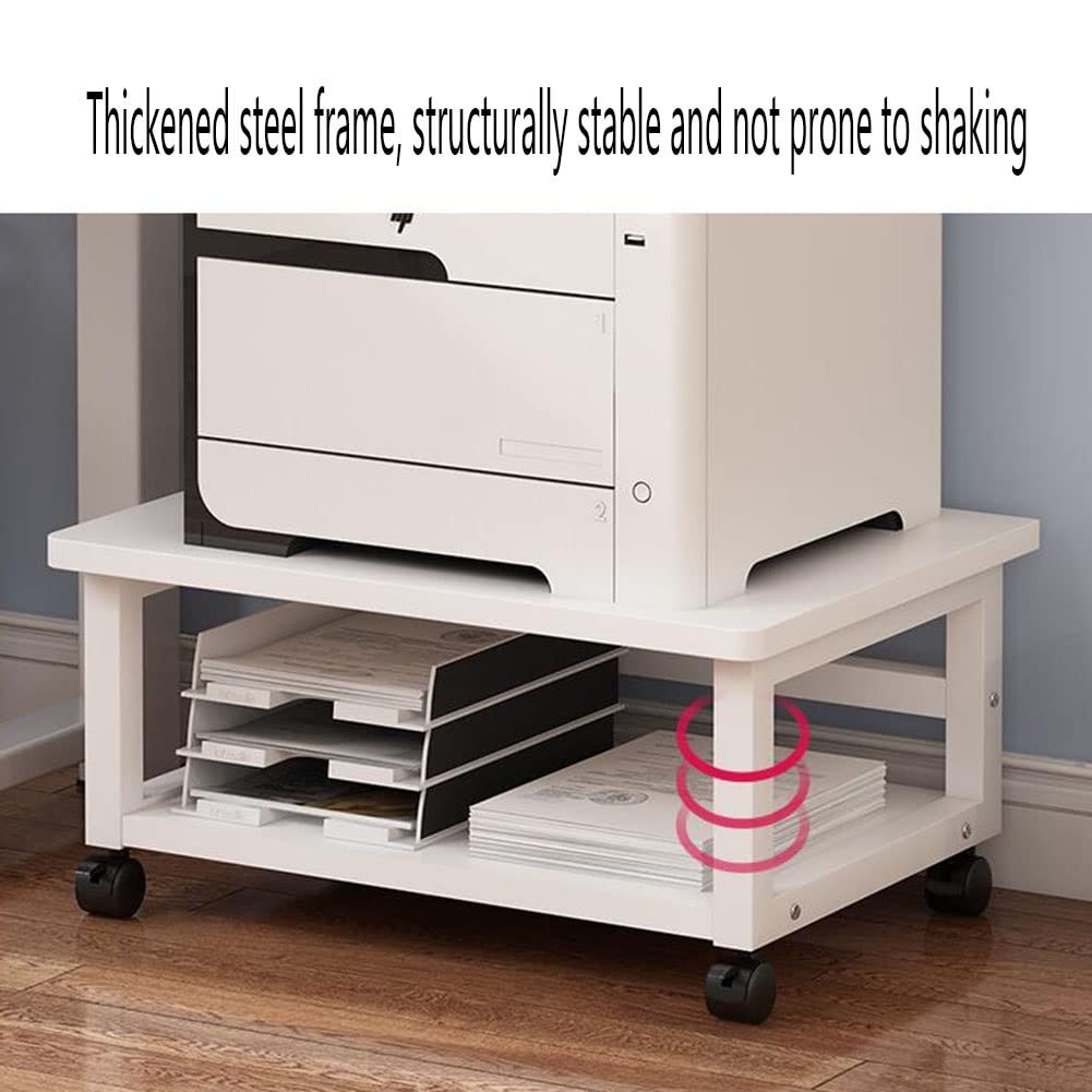 Genérico Soporte móvil para Impresora con Ruedas giratorias - Carro Multiusos para Oficina, escáner, Libros y Archivos - Solución de Almacenamiento Que Ahorra Espacio, Blanco, 60 x 40 x 26,2 cm
