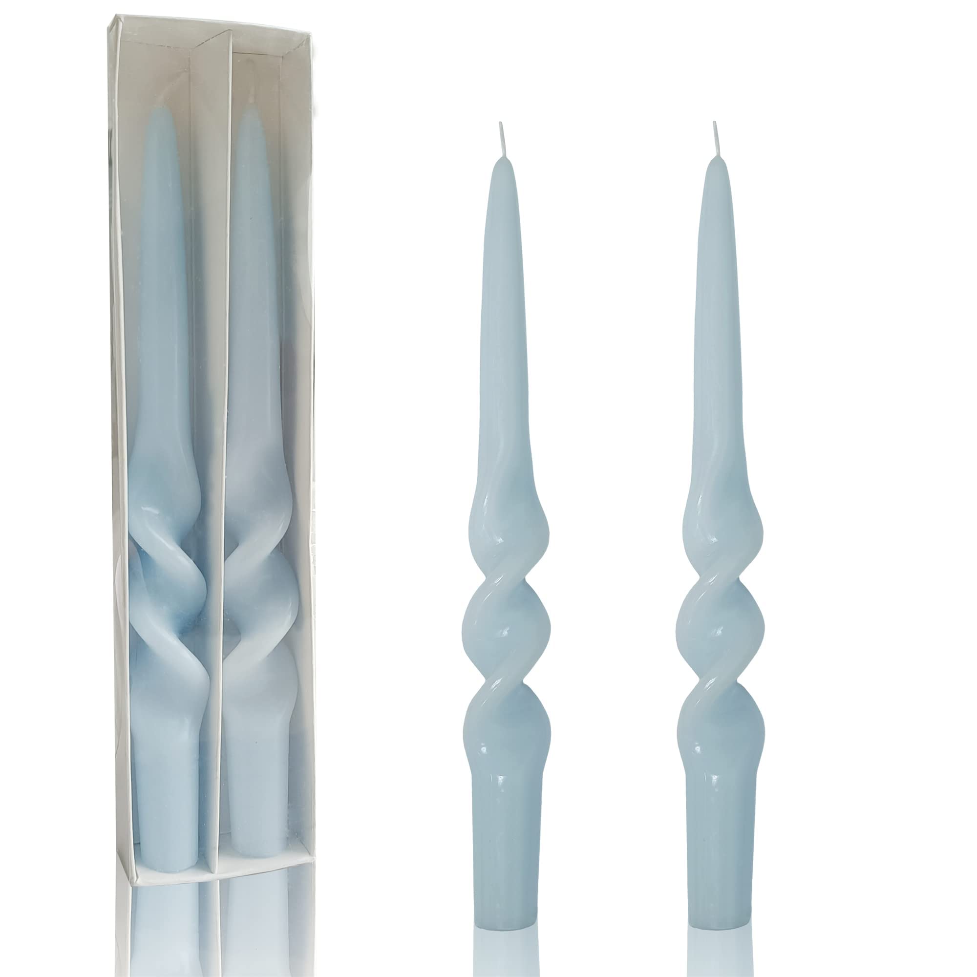 9.3 inches Spiral Taper Candles Dripless Colorful Candlesticks Twisted Candle for Wedding Dinner Decor Unscented Twisted Candle Set of 2 (Blue)