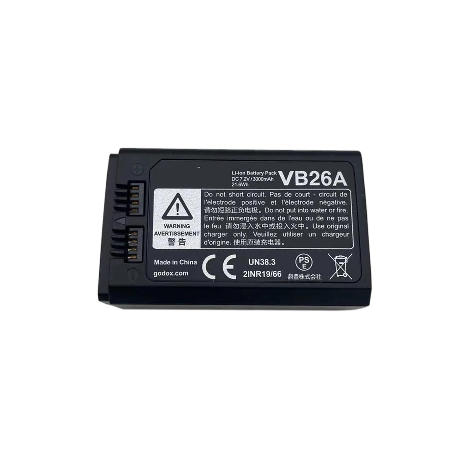 Batería De Litio, Compatible con Godox VC26 VB26 VB26A DC, Cargador De Batería De Iones De Litio De Repuesto USB De 3000 MAh Y 21,6 WH, Compatible con Flash Speedlite Godox V860III V1 V850III(Battery