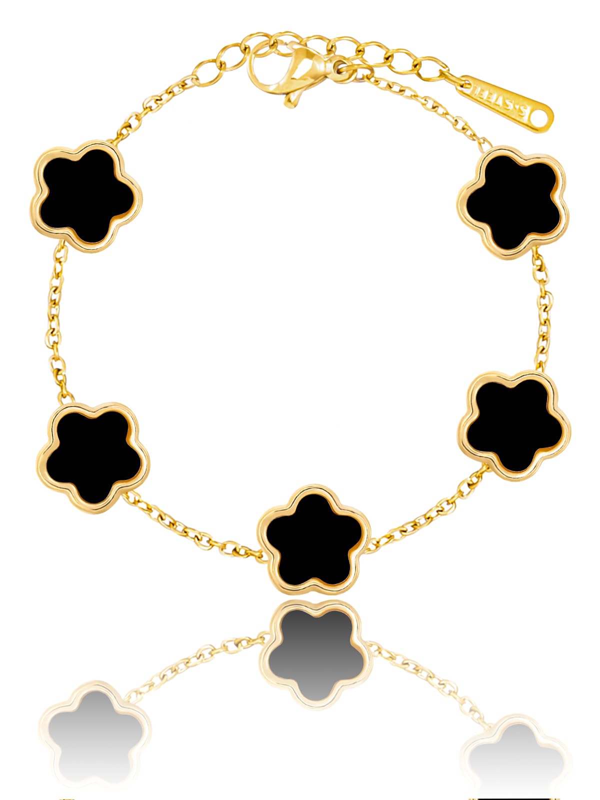 14K Gold Dainty Four Leaf Clover Bracelets for Women Lucky Flower Jewelry