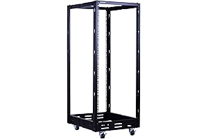25U Open Frame Server Rack: Heavy-Duty 4-Post Adjustable Rack with Casters