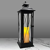 Vista 3 de LumaBase Linterna de metal con vela LED a pilas - Cruzado