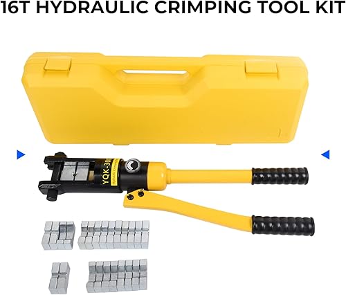 Miniatura 7 de Herramienta de mano de prensado hidráulico de 16 toneladas, 9 AWG a 600 MCM Alambre hidráulico Juego de herramientas de prensado de terminales de