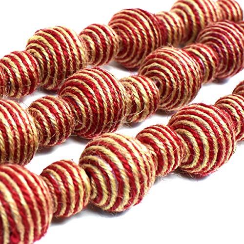 Treasure-Gurus-Rustic-Red-White-Hanging-Jute-Rope-Ball-Garland-Christmas-Tree-Ornament-Farmhouse-Holiday-Xmas-Decor Treasure Gurus Rustic Red White Hanging Jute Rope Ball Garland Christmas Tree Ornament Farmhouse Holiday Xmas Decor